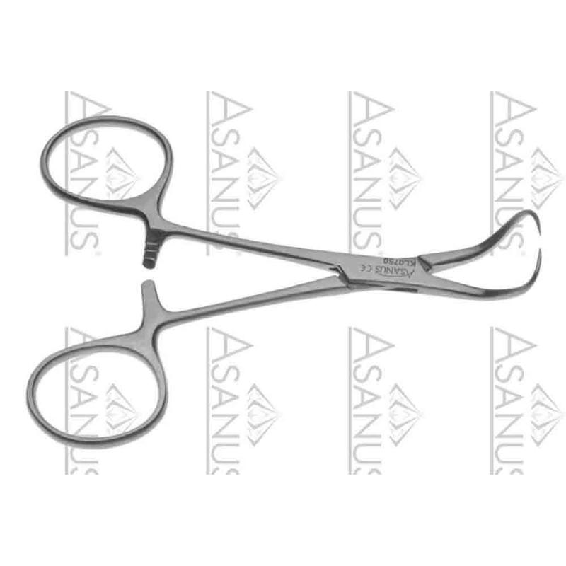 Зажими (корнцанг) для рушників та трубок Backhaus з кремальєрою, загальна довжина 110 mm. Бренд - Asanus Medizintechnik Gmb, Німеччина